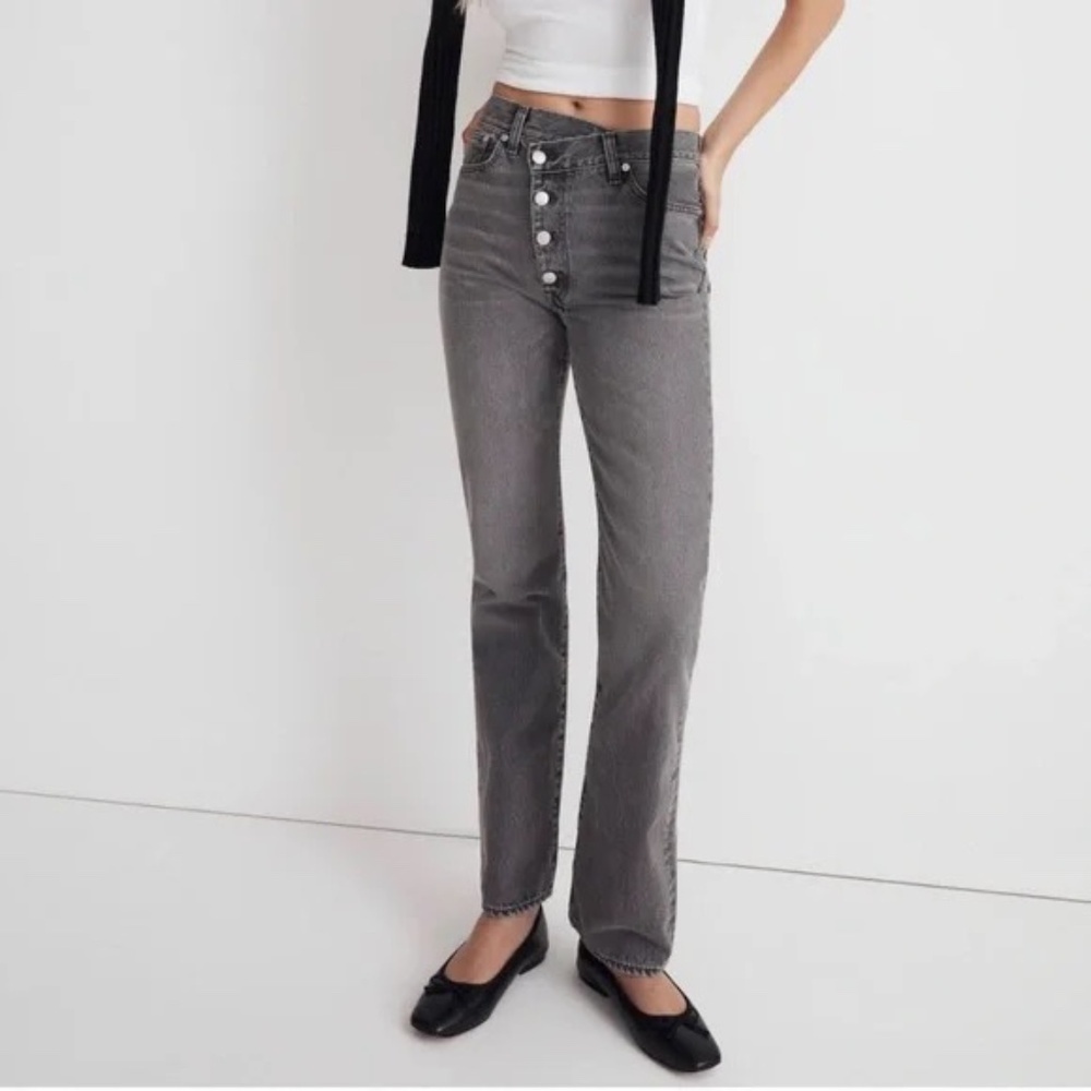 Madewell 90s Straight Jean Cross Tab Button Fly Burwick Wash 23154